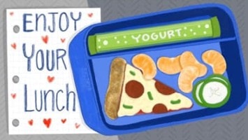 Illustrated lunch tray with Enjoy Your Lunch note