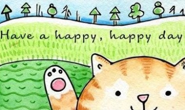 Cat waving paw — Have a happy, happy day